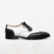 Men's Black and White Wingtip Leather Spectator Oxfords — Darnley