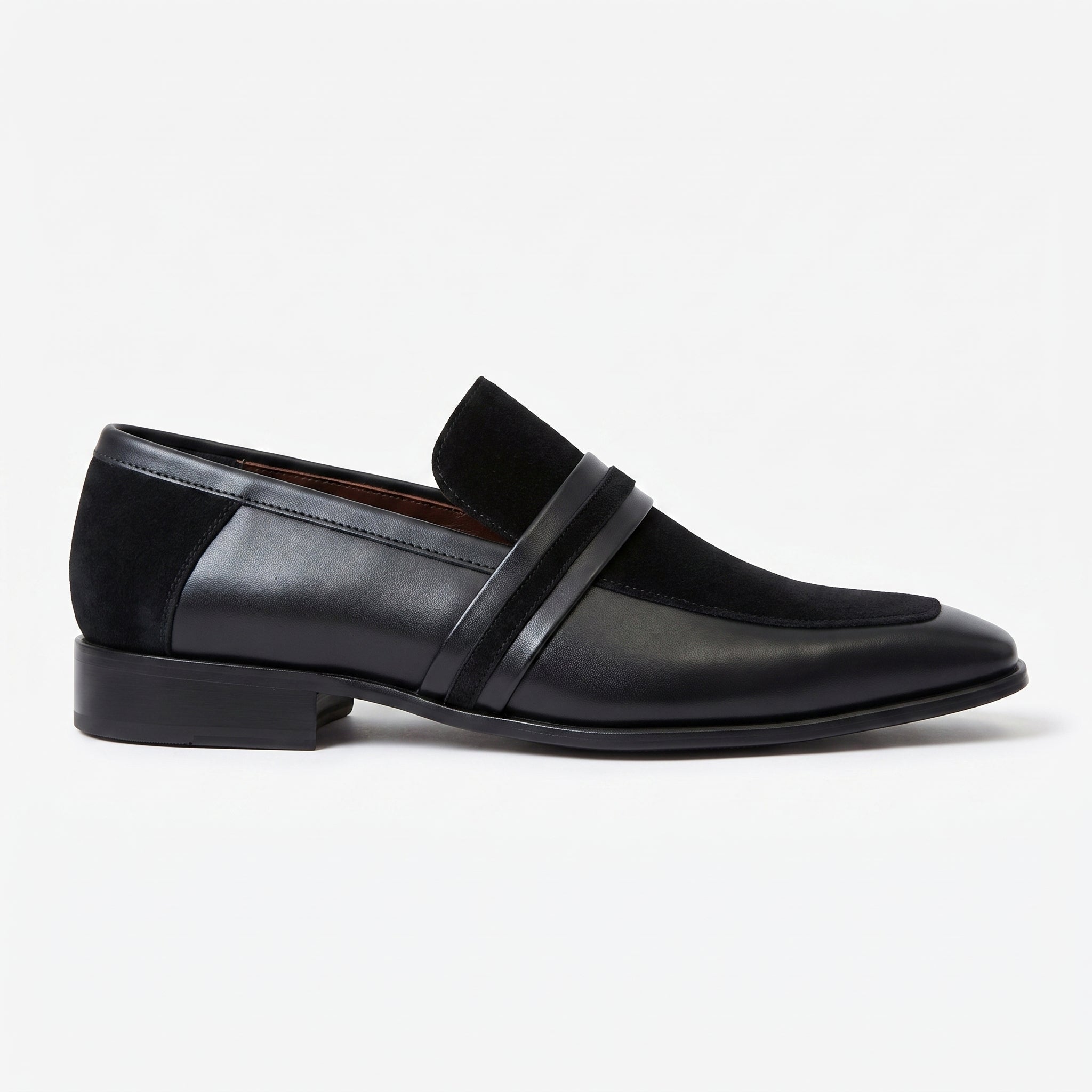 Men's Black Plain-Toe Leather Loafers — Herston