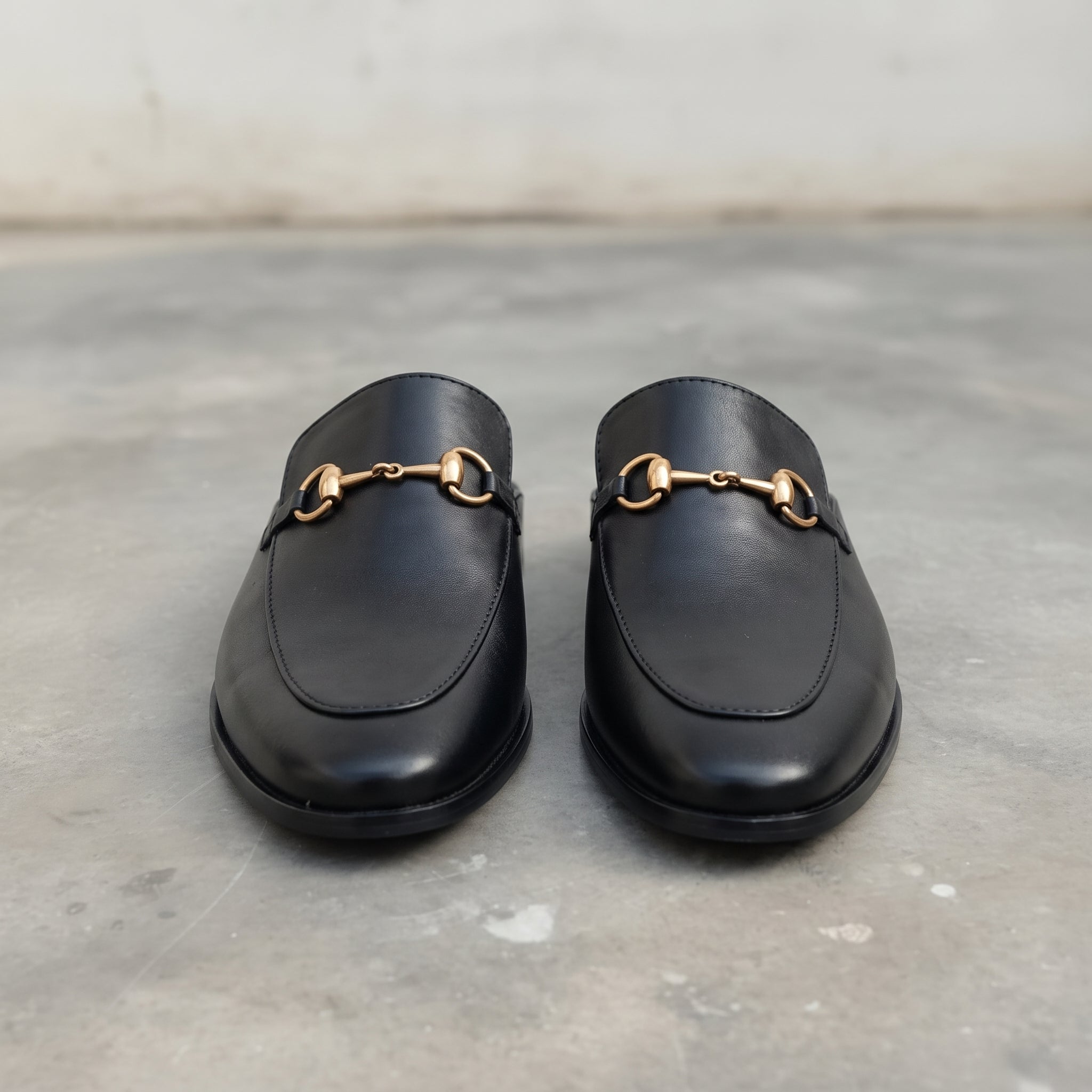 Men's Black Apron-Toe Leather Bit Loafers — Gladstone — Gladstone