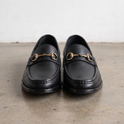 Men's Black Apron-Toe Leather Bit Loafers — Austwick