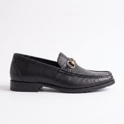 Men's Black Apron-Toe Leather Bit Loafers — Austwick