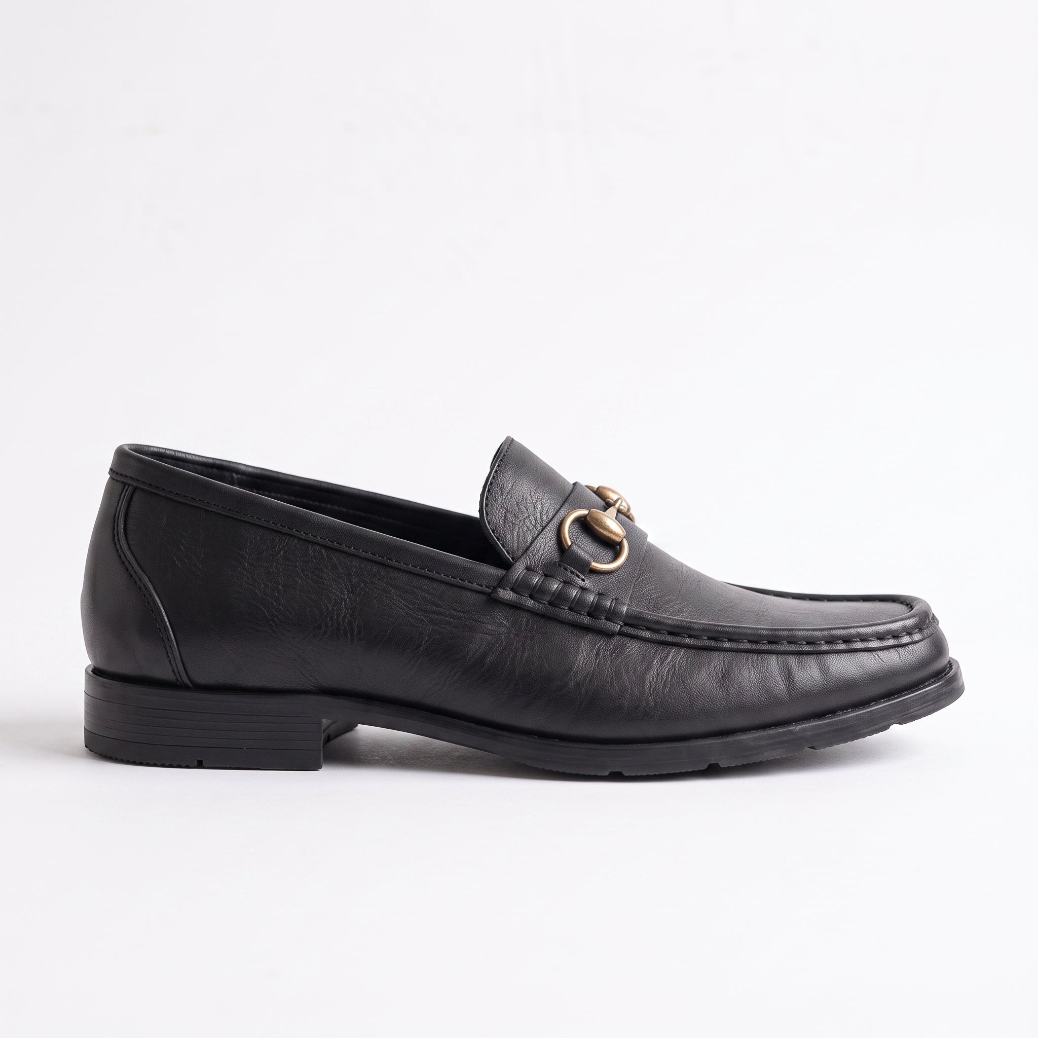 Men's Black Apron-Toe Leather Bit Loafers — Austwick