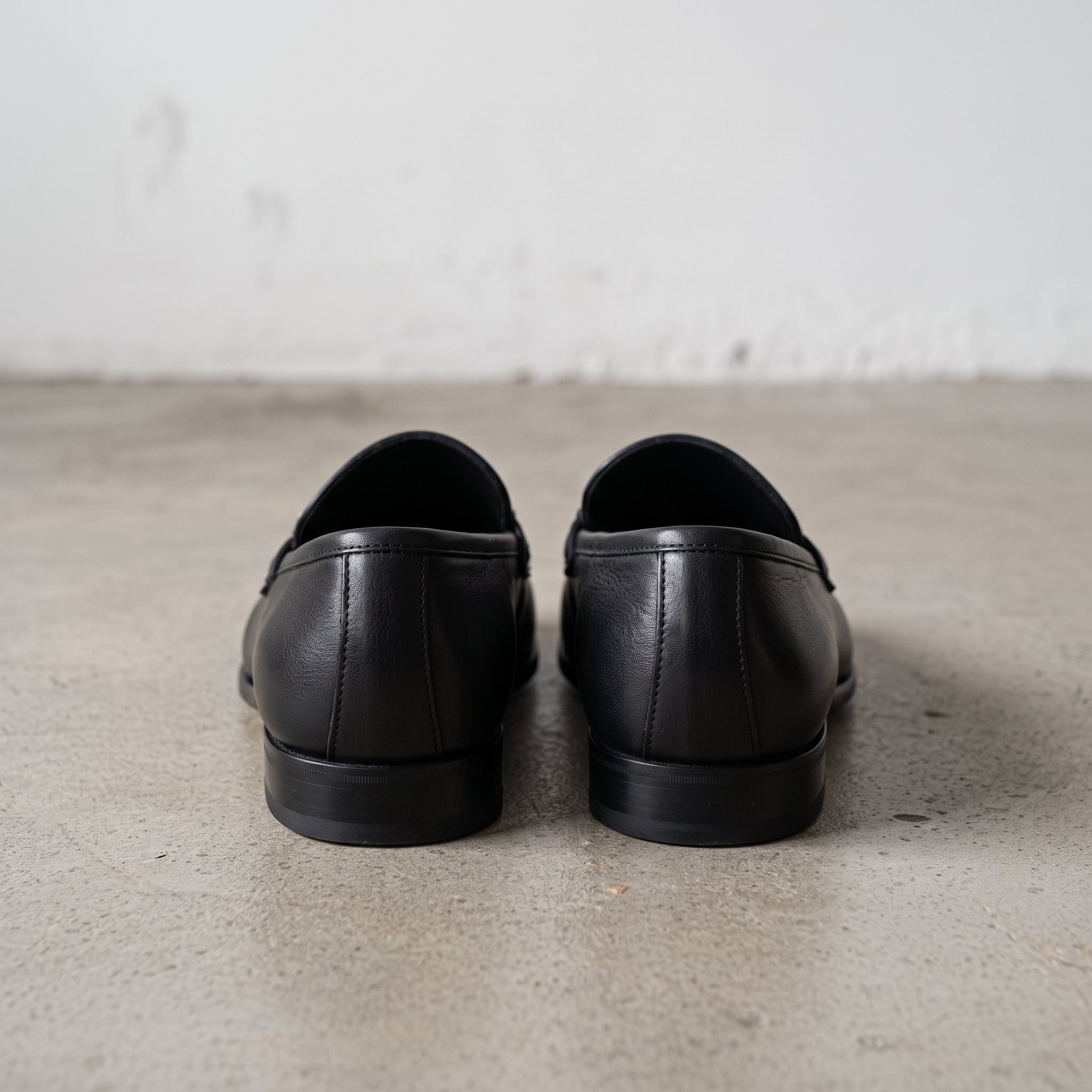 Men's Black Apron-Toe Leather Chain Loafers — Herbert