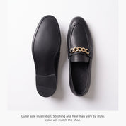 Men's Black Apron-Toe Leather Chain Loafers — Herbert