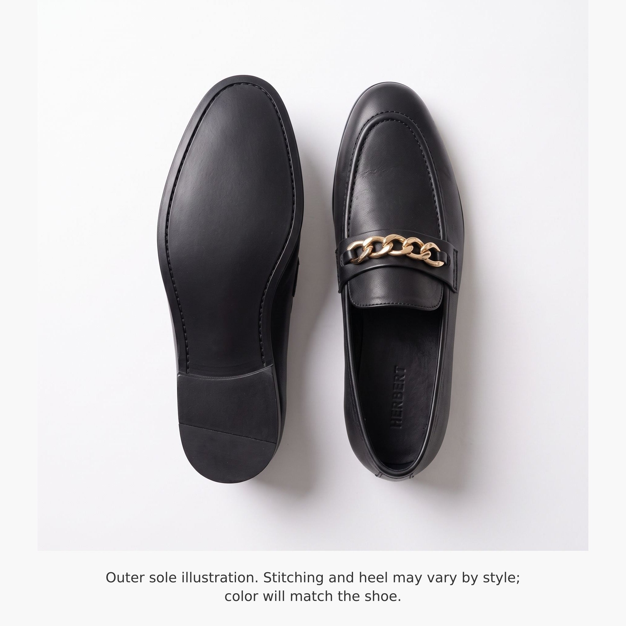 Men's Black Apron-Toe Leather Chain Loafers — Herbert