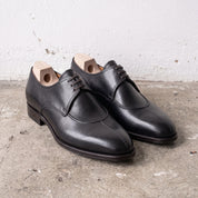 Men's Black Apron-Toe Leather Derby Shoes — Bircham