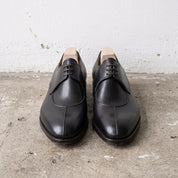 Men's Black Apron-Toe Leather Derby Shoes — Bircham