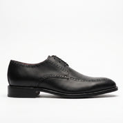Men's Black Apron-Toe Leather Derby Shoes — Falkirk