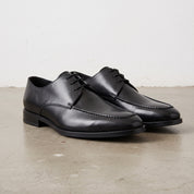 Men's Black Apron-Toe Leather Derbys — Thurlow