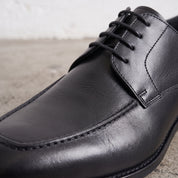 Men's Black Apron-Toe Leather Derbys — Thurlow