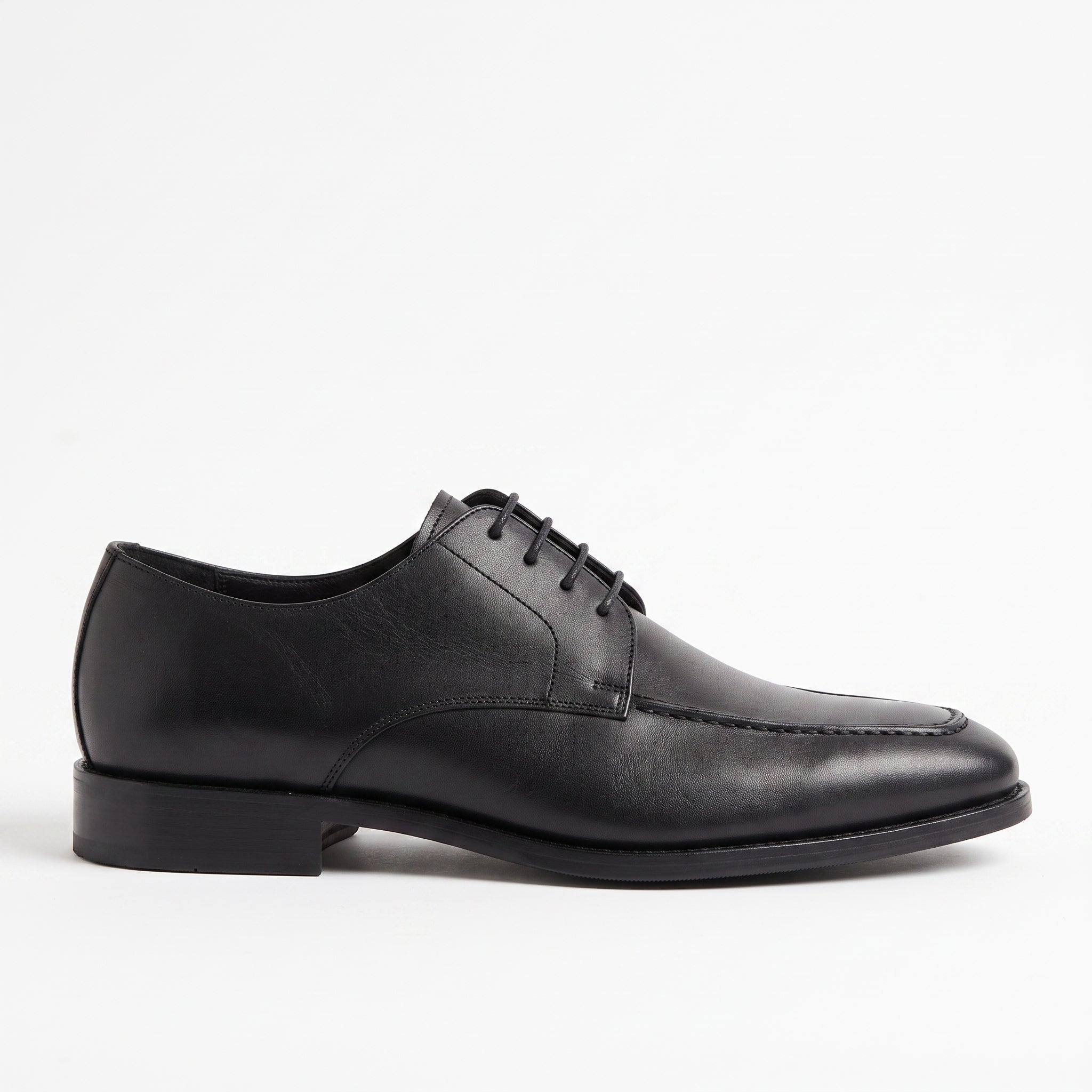 Men's Black Apron-Toe Leather Derbys — Thurlow
