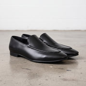 Men's Black Plain-Toe Leather Loafers — Runcorn