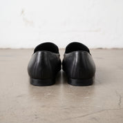 Men's Black Plain-Toe Leather Loafers — Runcorn