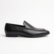 Men's Black Plain-Toe Leather Loafers — Runcorn