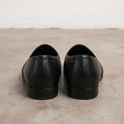 Men's Black Apron-Toe Leather Moccasin Loafers — Biddisham