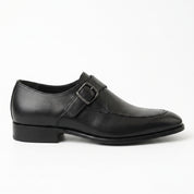 Men's Black Apron-Toe Leather Monk Strap Shoes — Axmouth — Axmouth