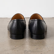Men's Black Apron-Toe Leather Penny Loafers — Bradley