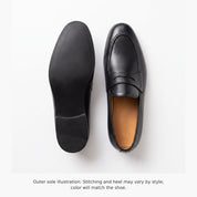 Men's Black Apron-Toe Leather Penny Loafers — Bradley