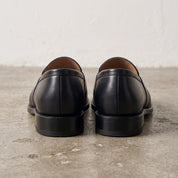 Men's Black Apron-Toe Leather Penny Loafers — Claremont