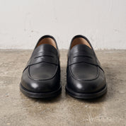 Men's Black Apron-Toe Leather Penny Loafers — Claremont