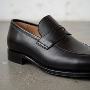 Men's Black Plain-Toe Leather Penny Loafers — Gowen