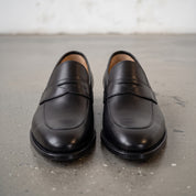 Men's Black Plain-Toe Leather Penny Loafers — Gowen