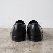 Men's Black Apron-Toe Leather Penny Loafers — Kinsley