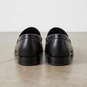 Men's Black Apron-Toe Leather Penny Loafers — Poynton