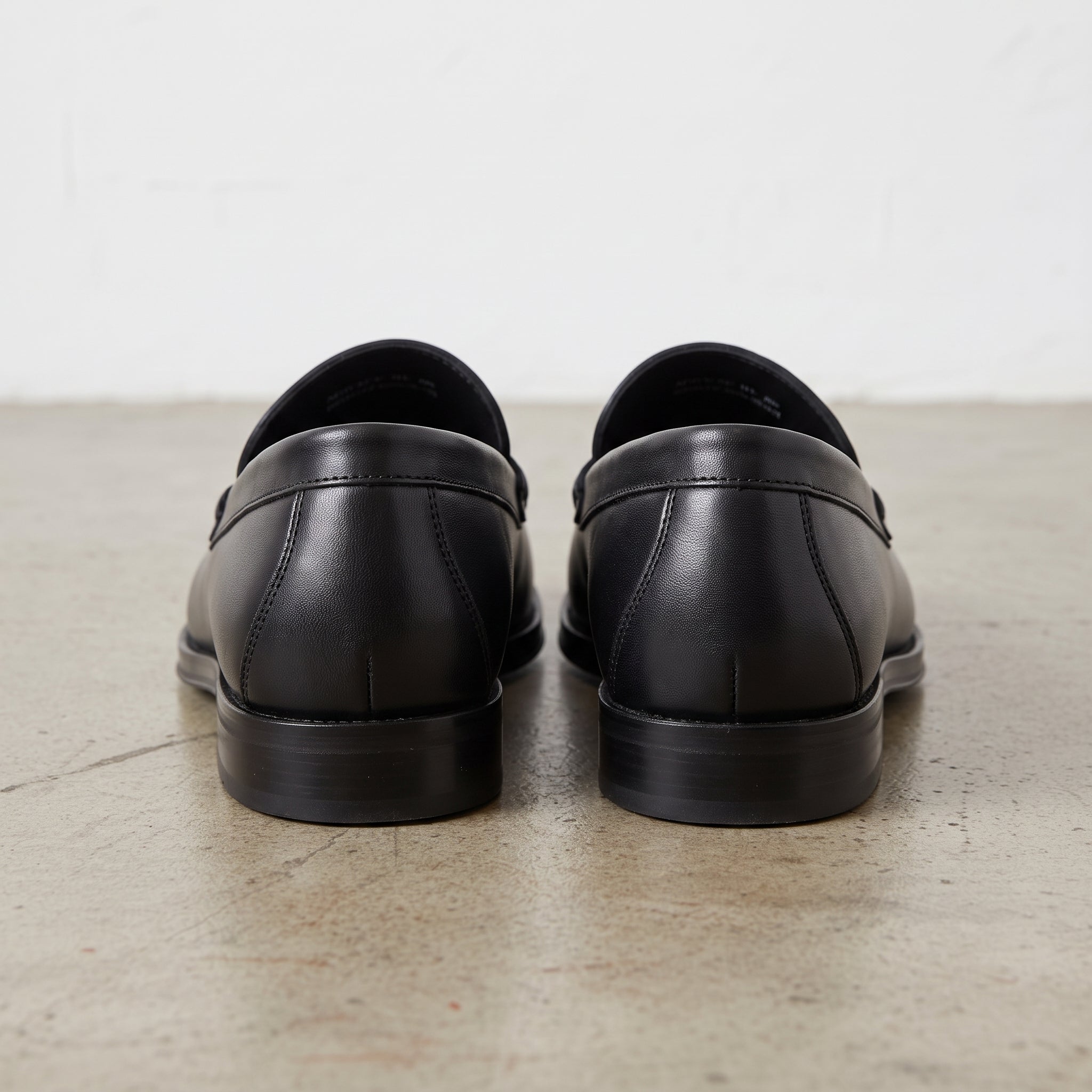 Men's Black Apron-Toe Leather Penny Loafers — Poynton