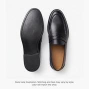 Men's Black Apron-Toe Leather Penny Loafers — Swinton