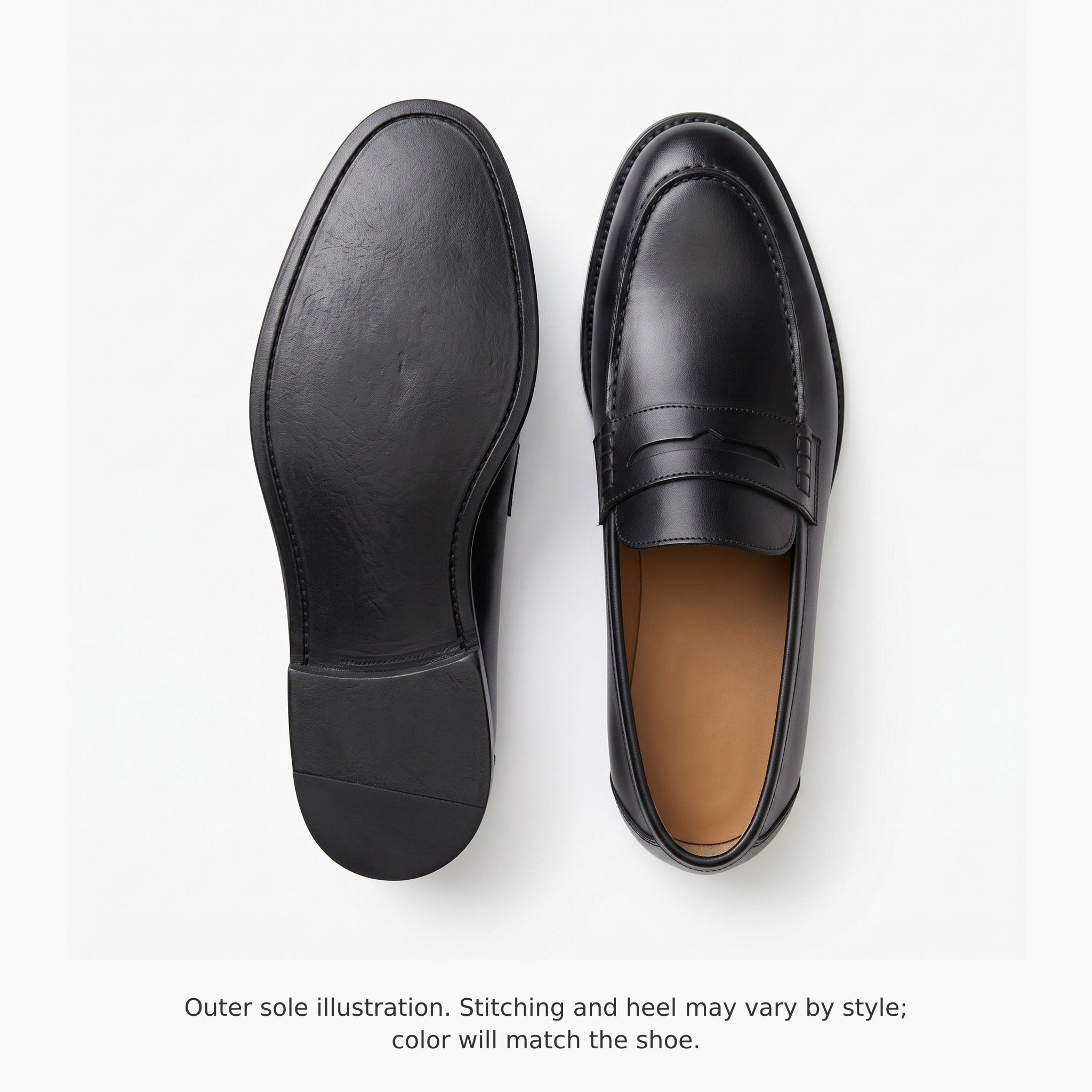 Men's Black Apron-Toe Leather Penny Loafers — Swinton