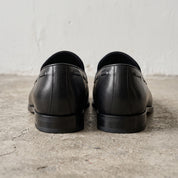 Men's Black Apron-Toe Leather Tassel Loafers — Armitage