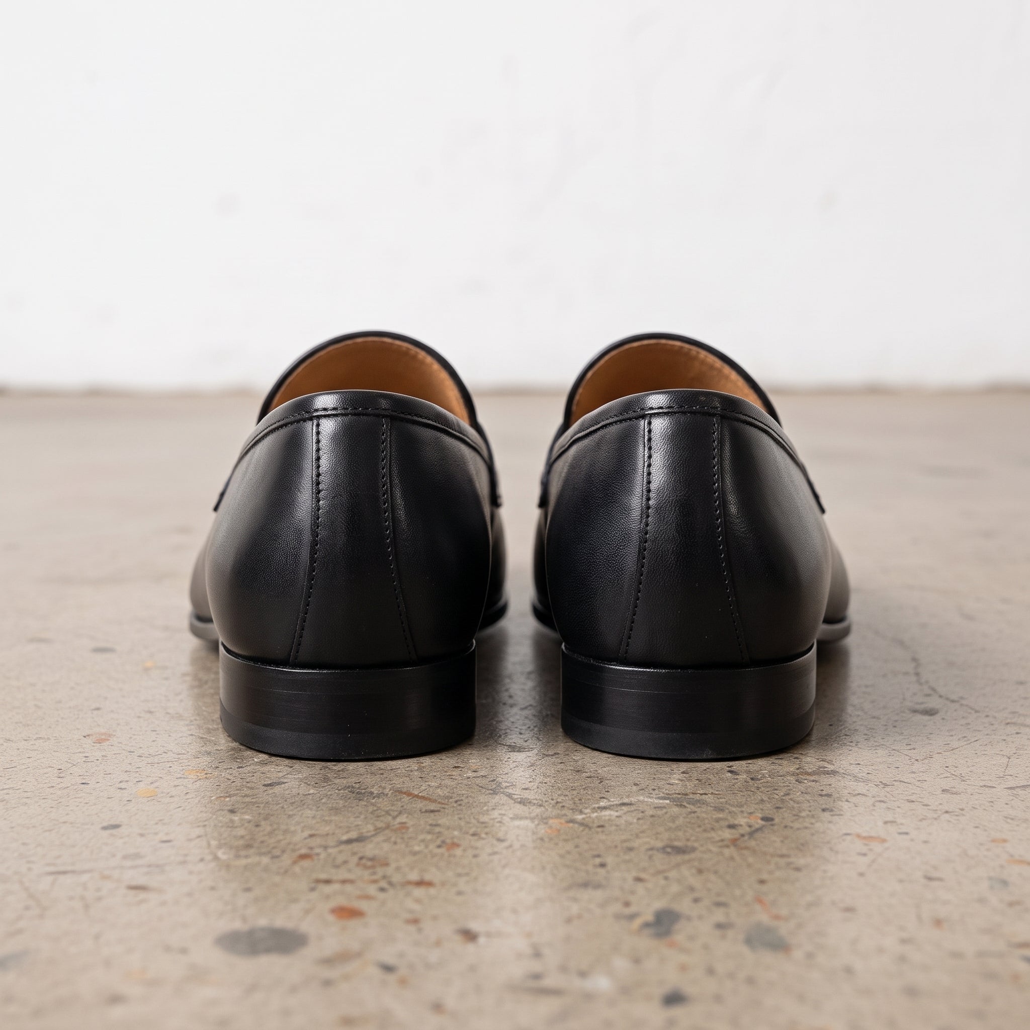 Men's Black Apron-Toe Leather Tassel Loafers — Atley