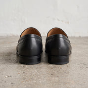 Men's Black Apron-Toe Leather Tassel Loafers — Bashall