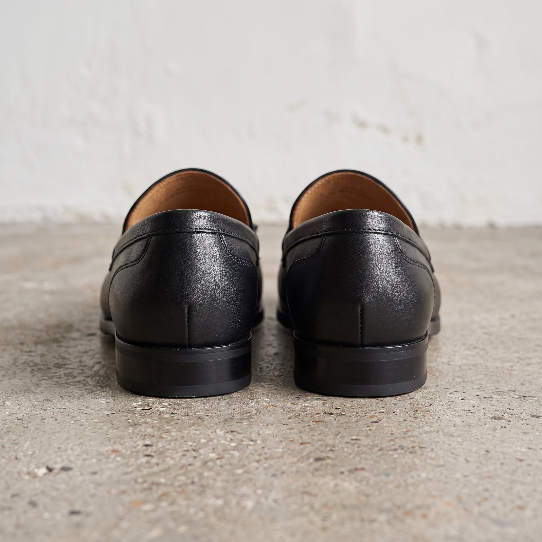 Men's Black Apron-Toe Leather Tassel Loafers — Bashall