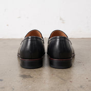 Men's Black Apron-Toe Leather Tassel Loafers — Meynell