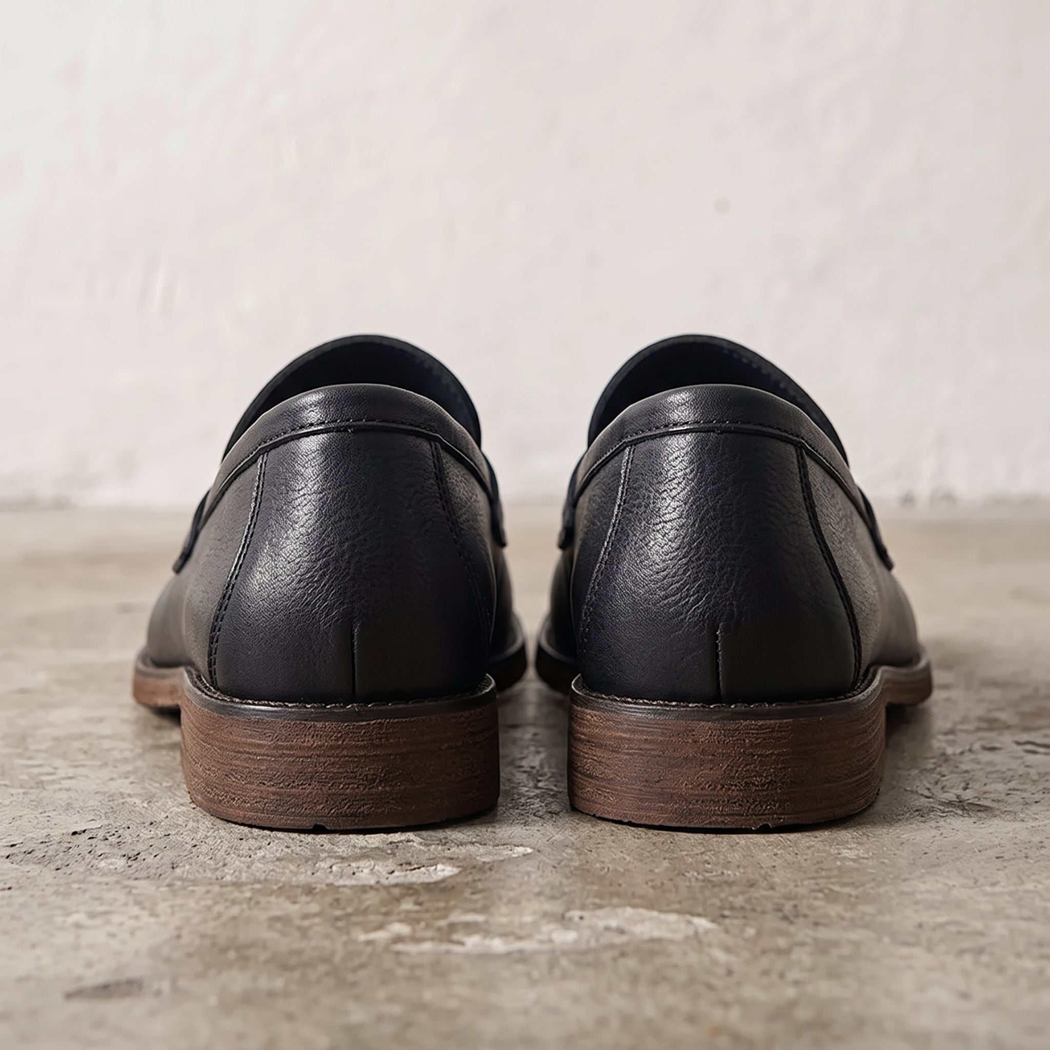 Men's Black Apron-Toe Pebbled Leather Penny Loafers — Lanyon