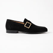 Men's Black Apron-Toe Suede Monk Strap Loafers — Tipton — Tipton
