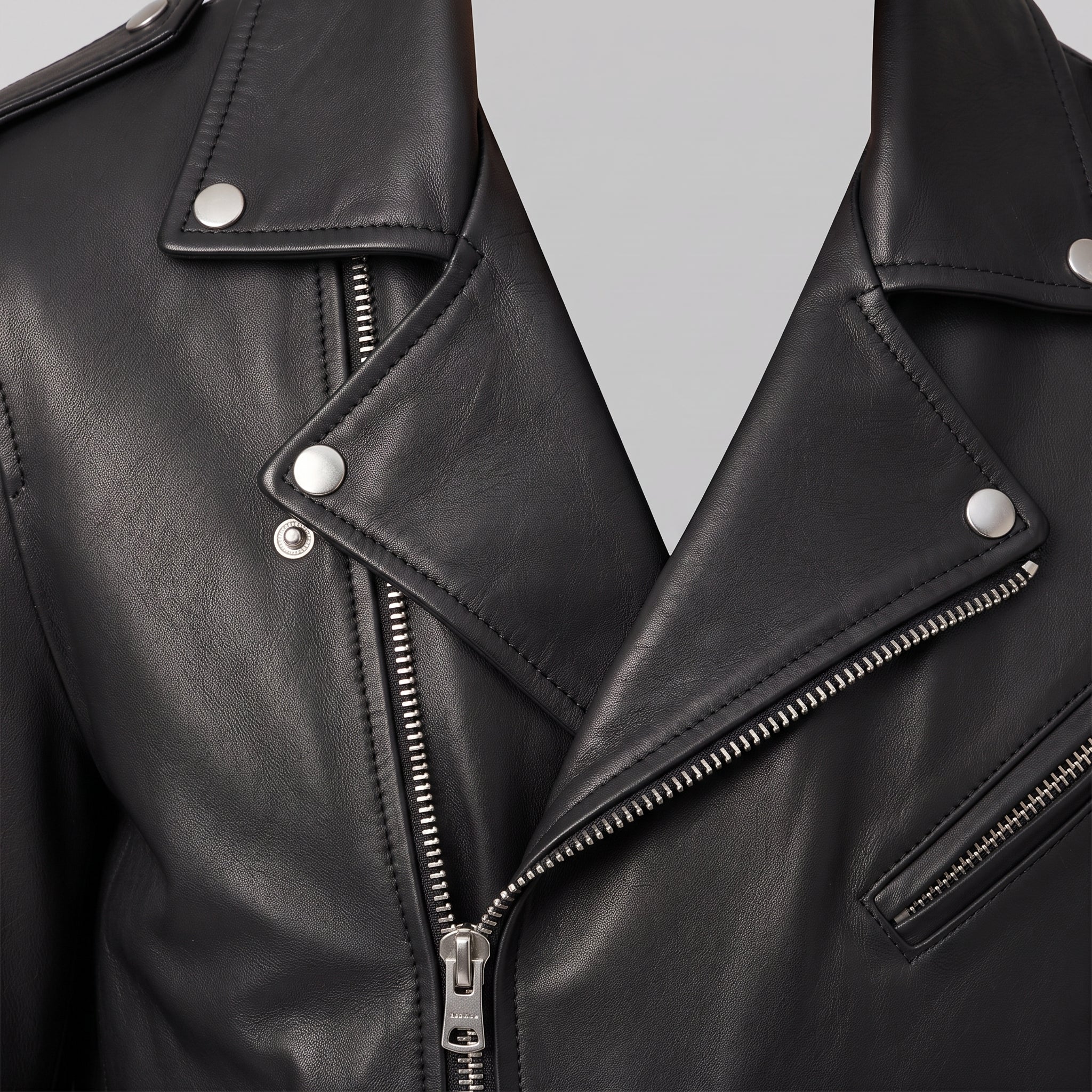 Men's Black Belted Leather Biker Jacket — Avening