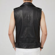 Men's Black Belted Leather Perfecto Biker Jacket — Loxley