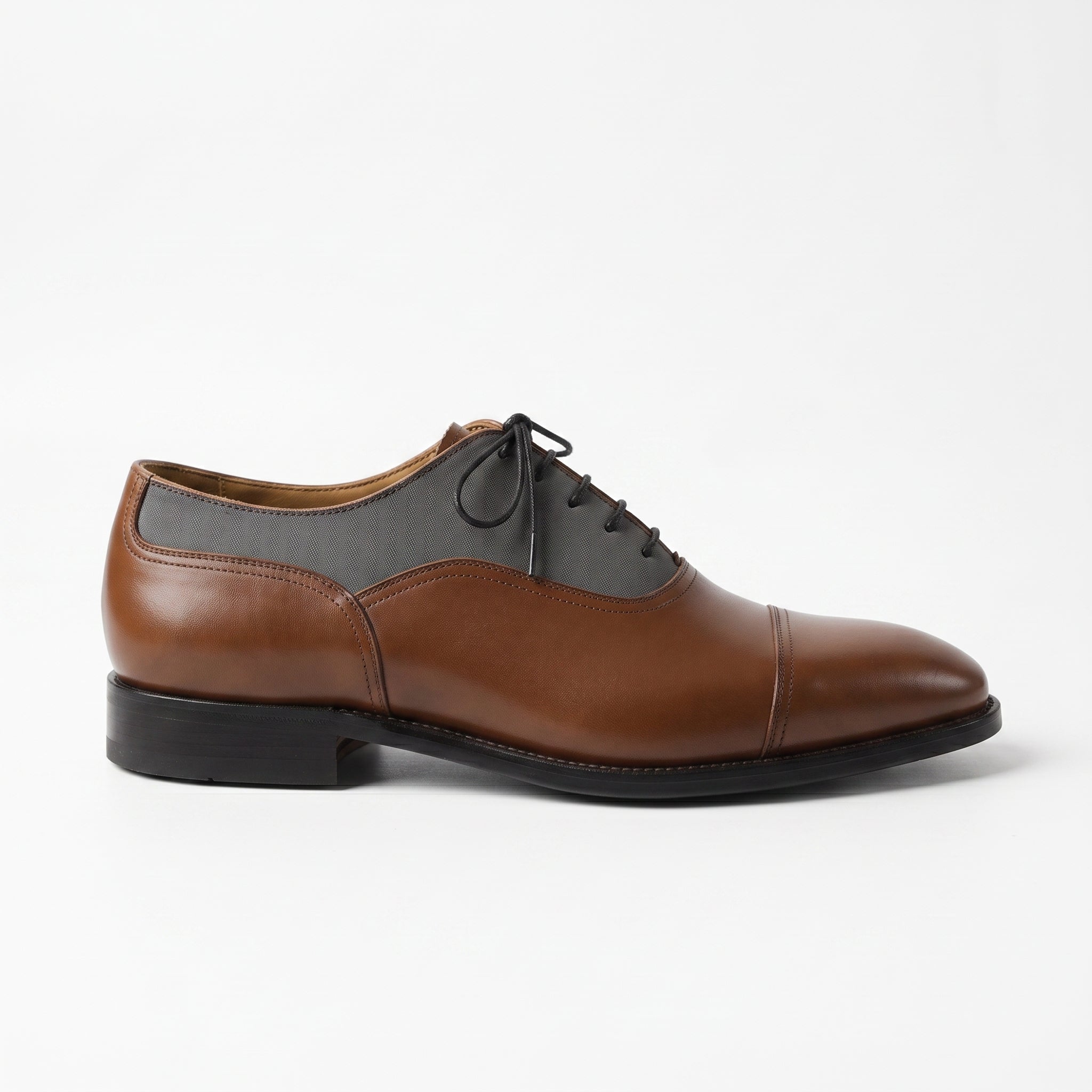 Men's Brown and Grey Two-Tone Cap-Toe Leather Oxfords — Hastings
