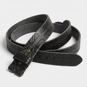 Men's Black Buckle-less Leather Belt — Tennyson