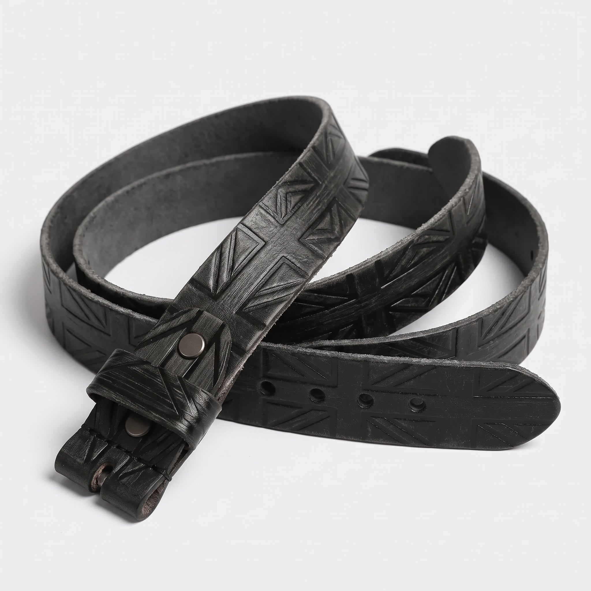 Men's Black Buckle-less Leather Belt — Tennyson
