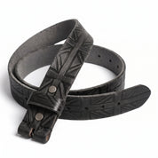 Men's Black Buckle-less Leather Belt — Tennyson