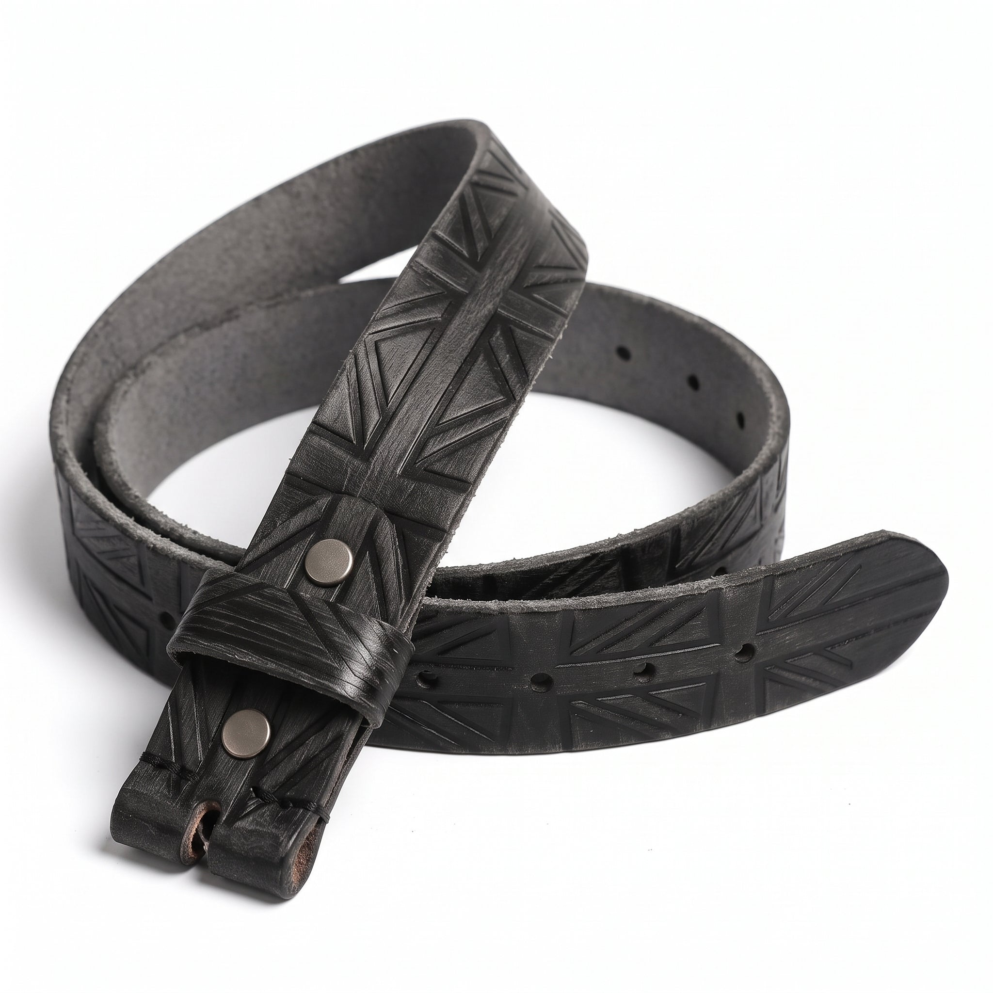 Men's Black Buckle-less Leather Belt — Tennyson