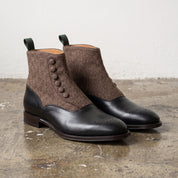 Men's Black Button Leather Boots — Fawcett