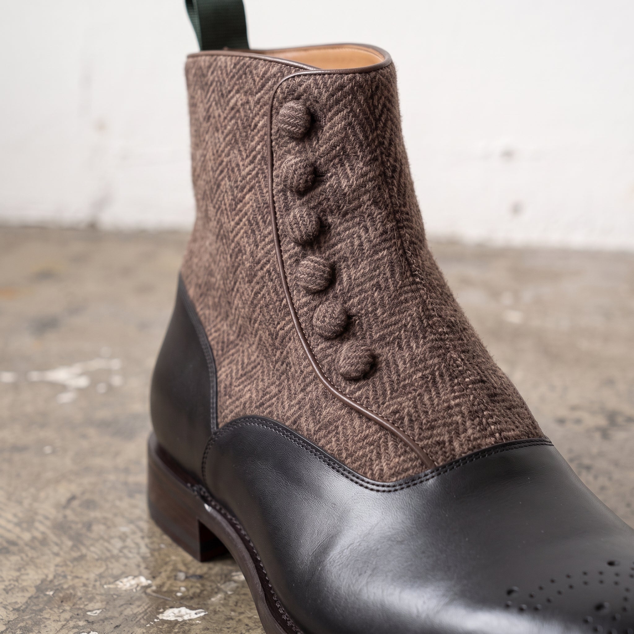 Men's Black Button Leather Boots — Fawcett
