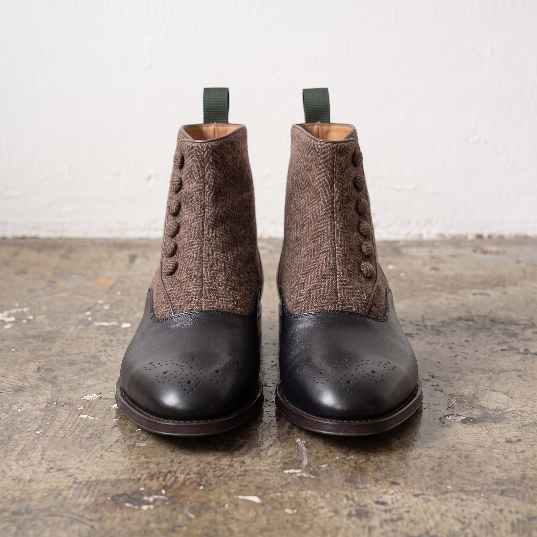 Men's Black Button Leather Boots — Fawcett