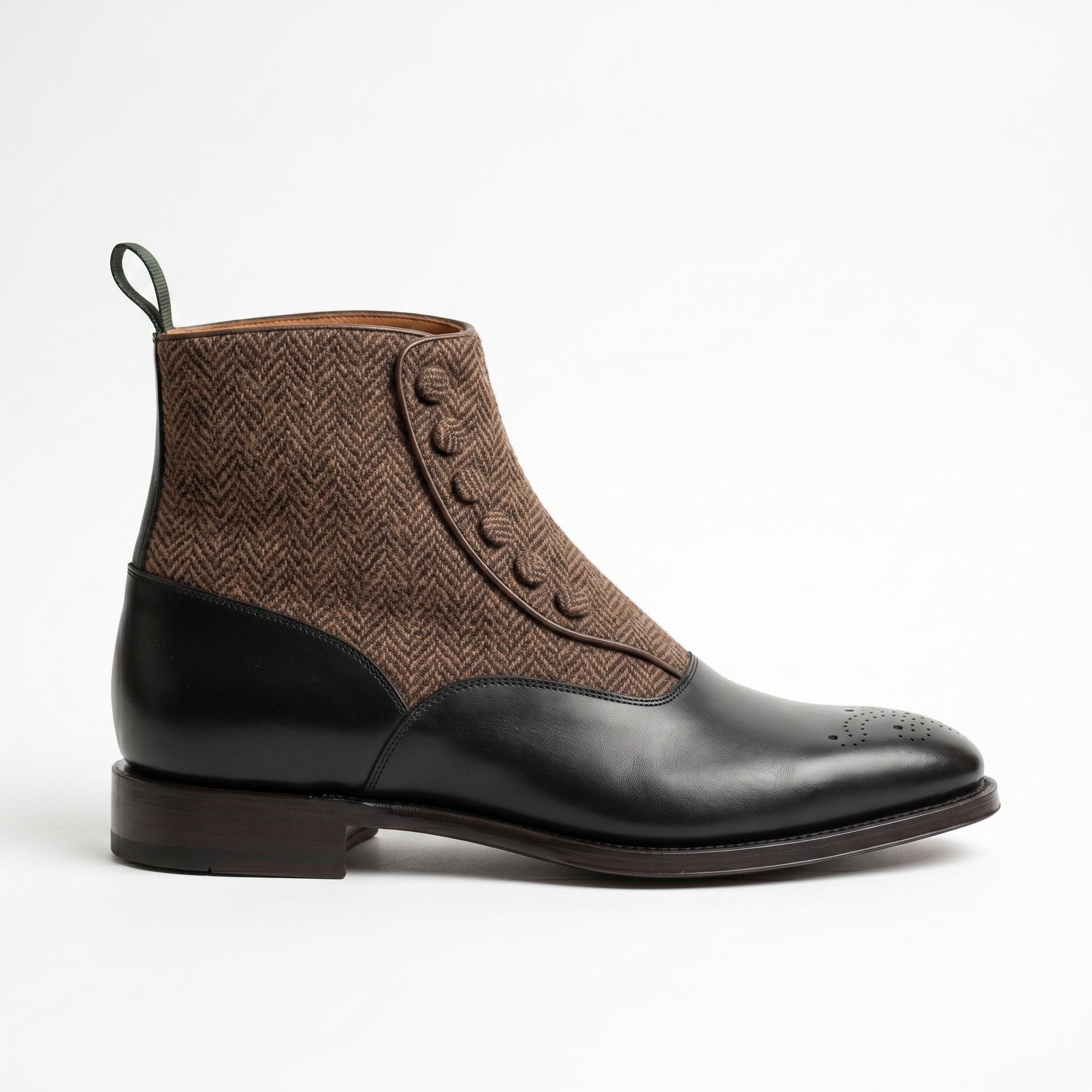 Men's Black Button Leather Boots — Fawcett