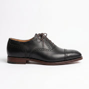 Men's Black Cap-Toe Brogue Leather Oxfords — Earlham